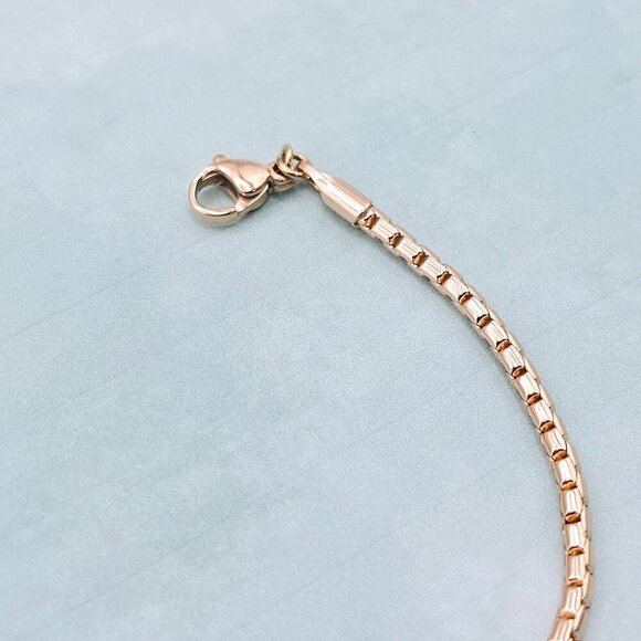 "Slim Rose Gold Box Chain Necklace for Men & Women, 19.7 Inch Length, XPNL0077 - Picture 10 of 12